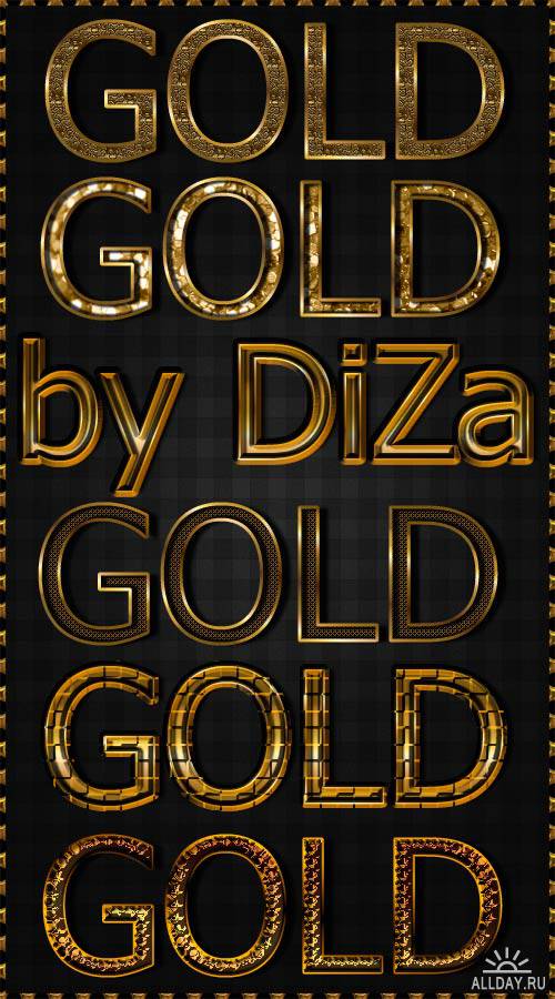 6 gold text styles